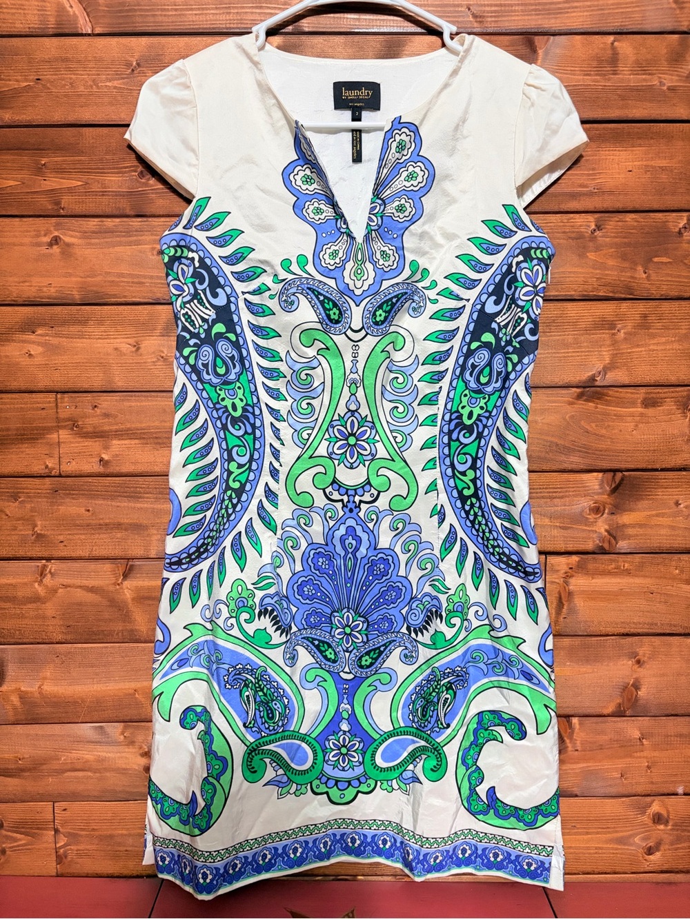 Laundry by Shelli Segal White Paisley-Print Dress Silk